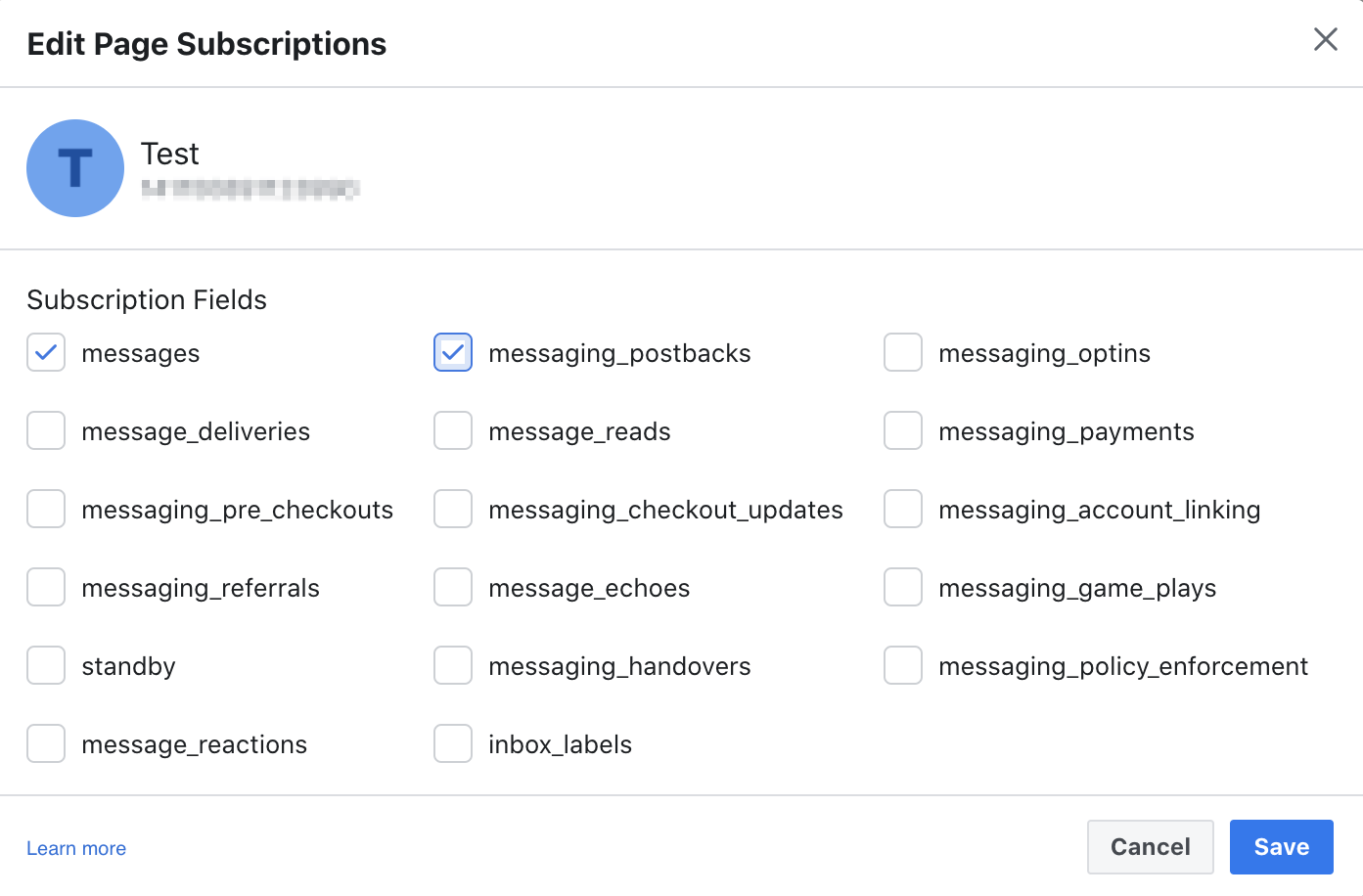 Facebook page subscriptions